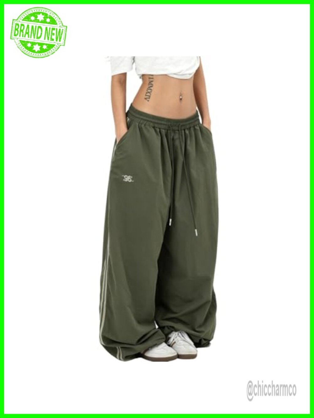 High Waist Baggy Parachute Pants Quick Dry Wide Leg